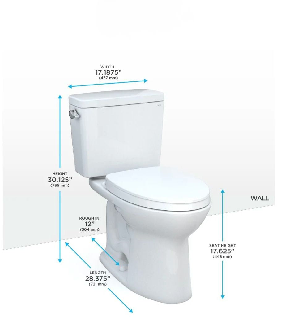 TOTO Drake II Two-Piece Elongated 1.28 GPF Toilet — Cotton White | CST454CEFG#01