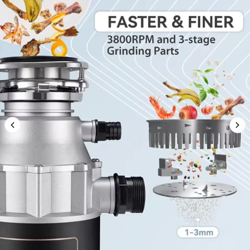 Garbage Disposal — Continuous Feed, Stainless Steel Grinding Components